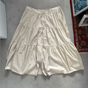 Roots Cream A-Line Tiered maxi Skirt 100% organic cotton